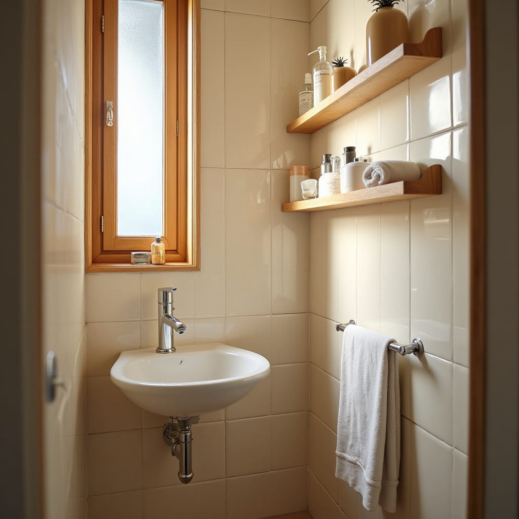 Kompaktes Badezimmer in einer kleinen Mietwohnung
